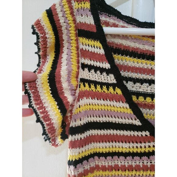 Vintage Crochet Maxi Dress Y2K XS Ruffle V Neck Beach Cottagecore Festival Boho - Picture 3 of 7